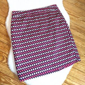 Ann Taylor Geometric Squares Pencil Skirt in Pink, Purple, White, & Taupe